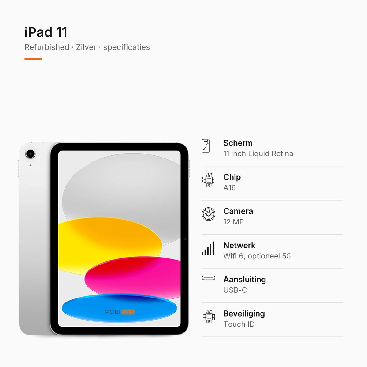 Refurbished iPad 11 Zilver, specificaties