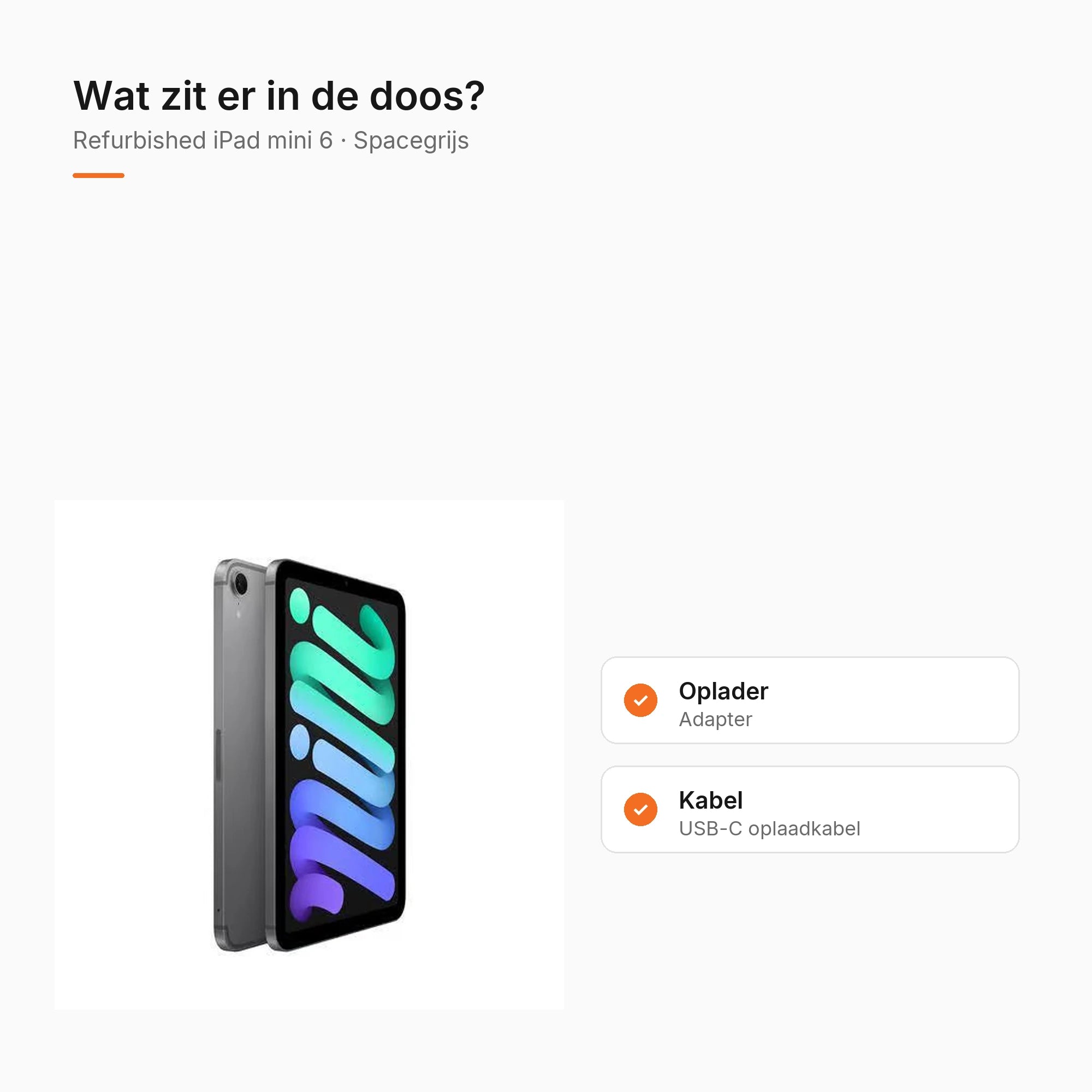 Refurbished iPad mini 6 Spacegrijs, wat zit er in de doos