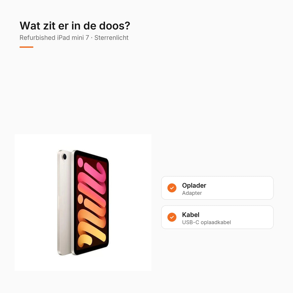 Refurbished iPad mini 7 Sterrenlicht, wat zit er in de doos