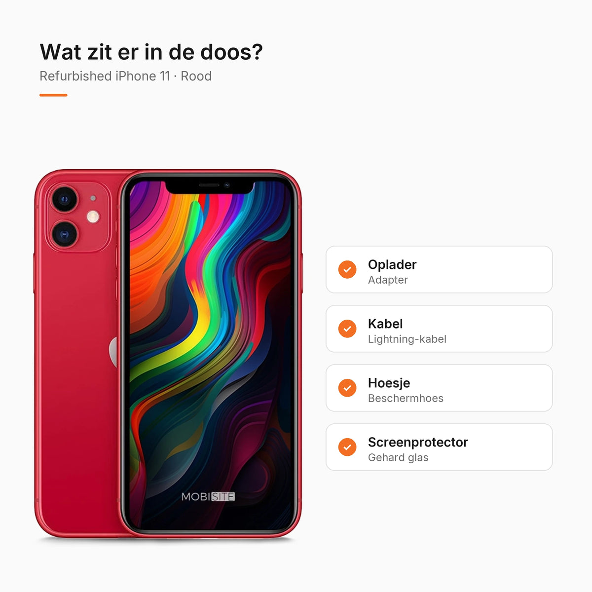 Refurbished iPhone 11 Rood, wat zit er in de doos
