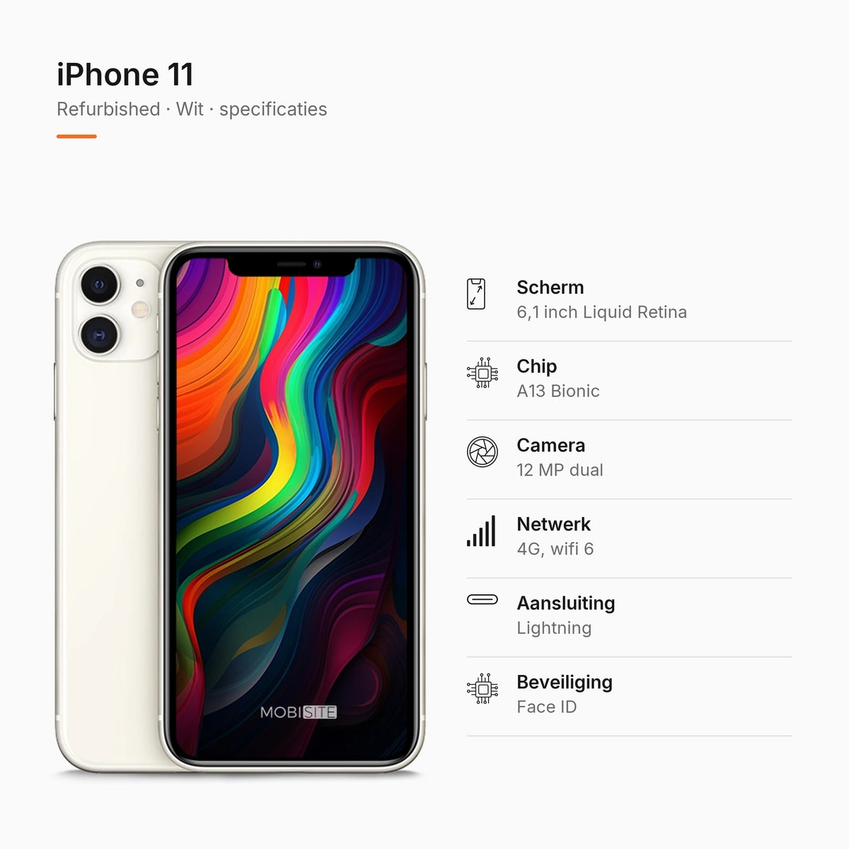 Refurbished iPhone 11 Wit, specificaties