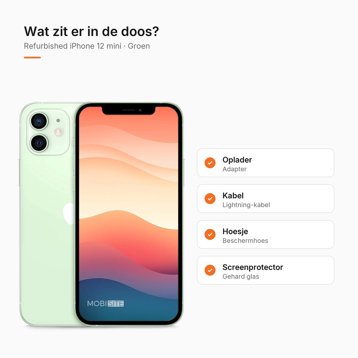 Refurbished iPhone 12 mini Groen, wat zit er in de doos