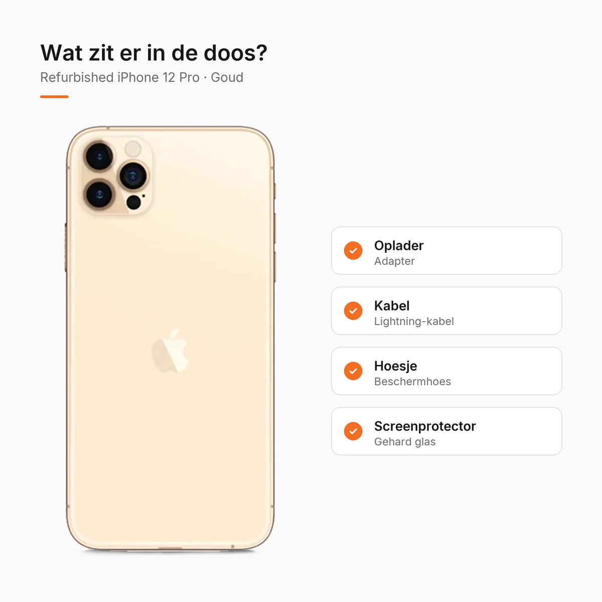 Refurbished iPhone 12 Pro Goud, wat zit er in de doos