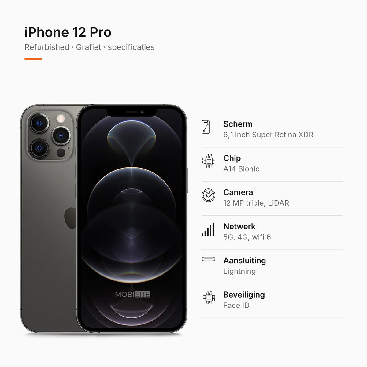 Refurbished iPhone 12 Pro Grafiet, specificaties