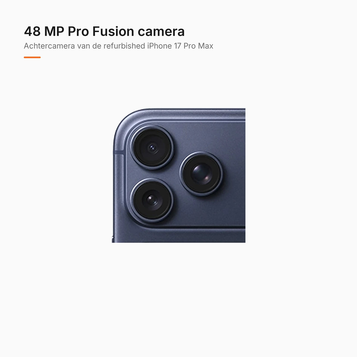 Refurbished iPhone 17 Pro Max Diepblauw, achtercamera