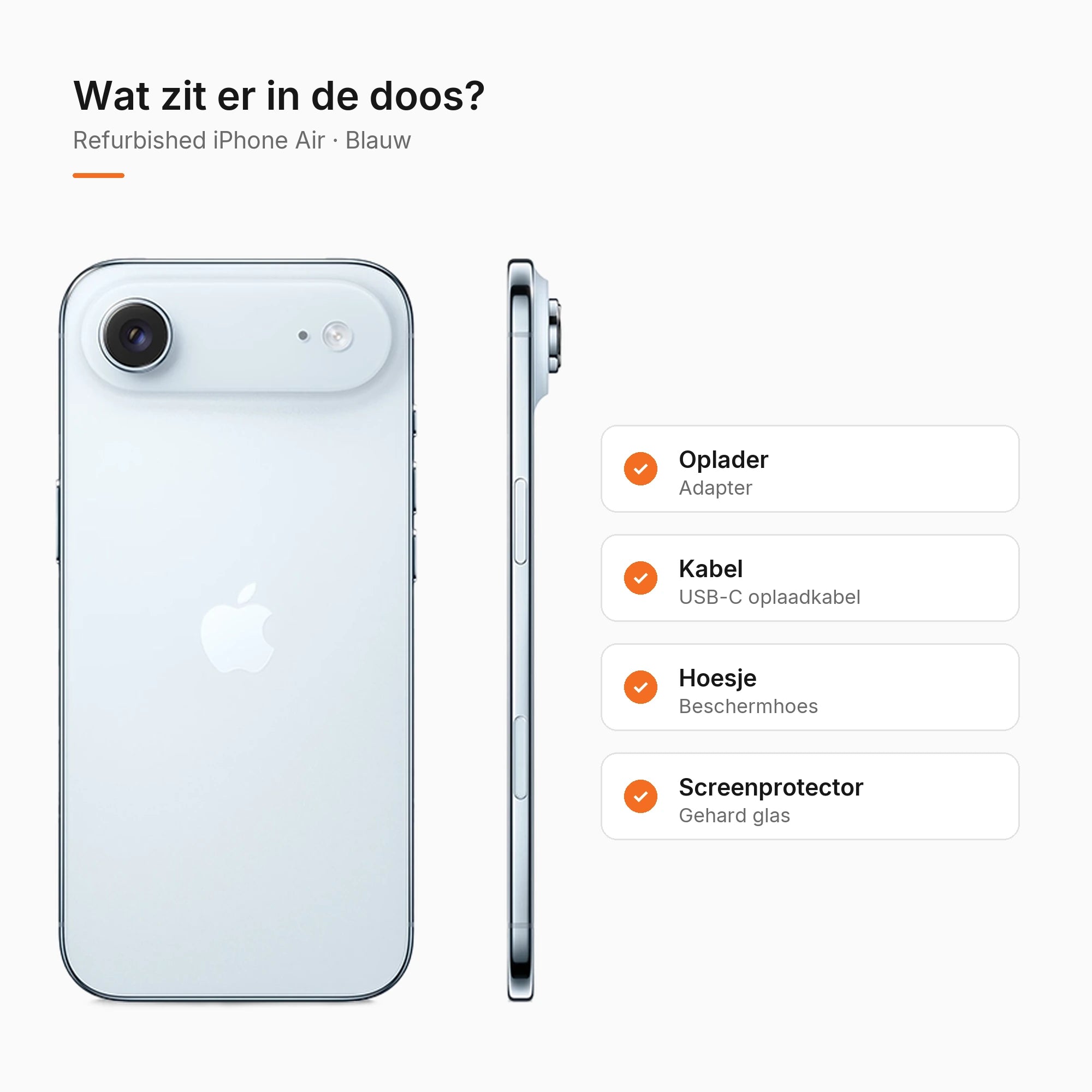 Refurbished iPhone Air Blauw, wat zit er in de doos