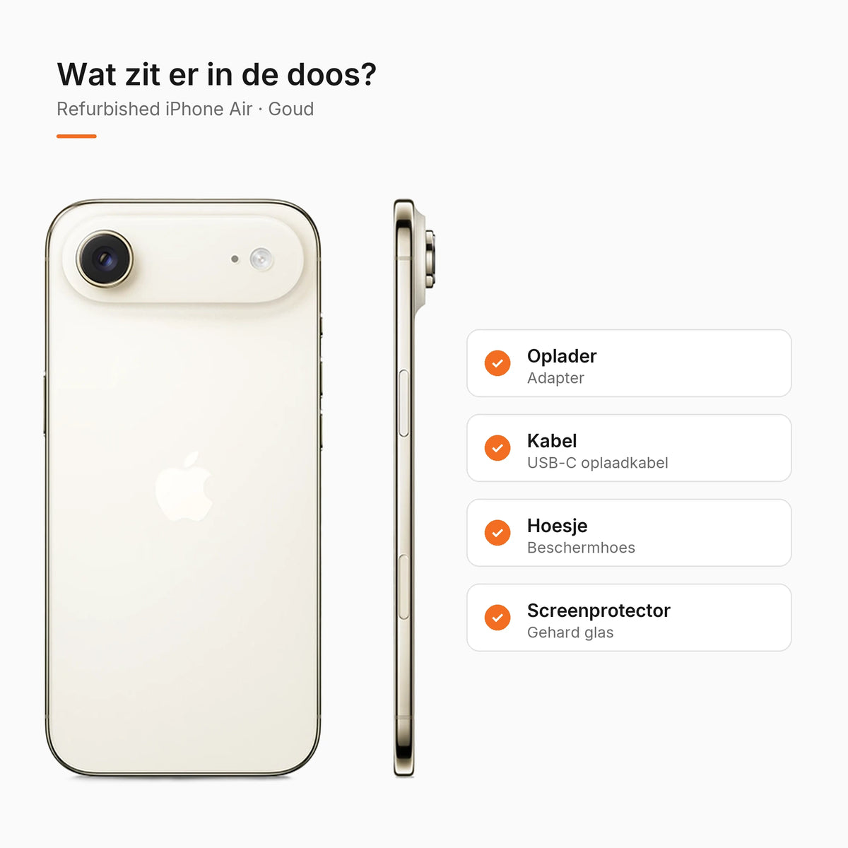 Refurbished iPhone Air Goud, wat zit er in de doos
