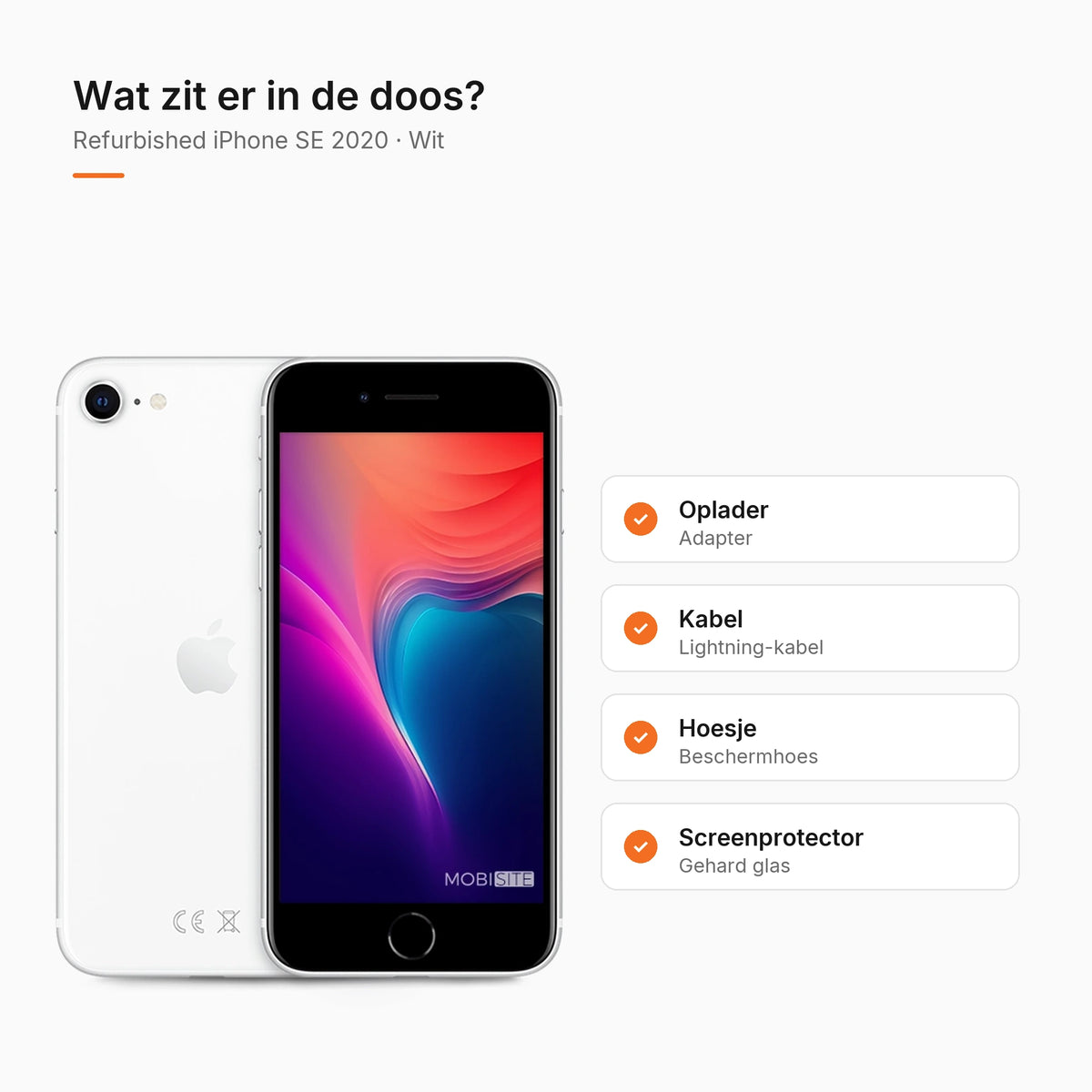 Refurbished iPhone SE 2020 Wit, wat zit er in de doos