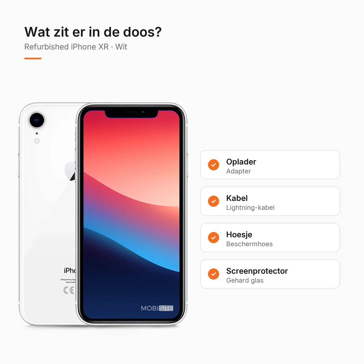 Refurbished iPhone XR Wit, wat zit er in de doos