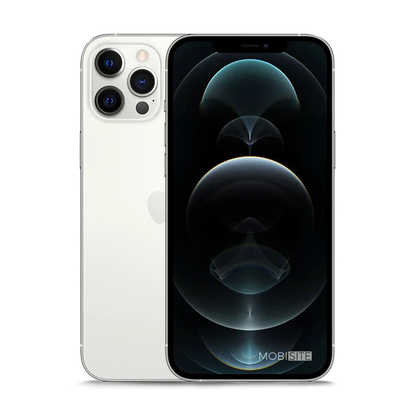 Refurbished iPhone 12 Pro Zilver, voorkant en achterkant