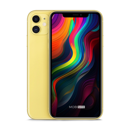 Refurbished iPhone 11 Geel, voorkant en achterkant