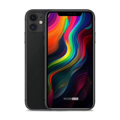Refurbished iPhone 11 Zwart, voorkant en achterkant