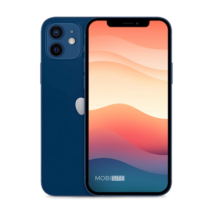Refurbished iPhone 12 mini Blauw, voorkant en achterkant