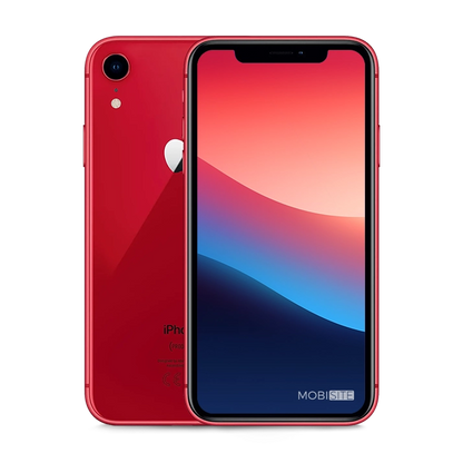 Refurbished iPhone XR Rood, voorkant en achterkant