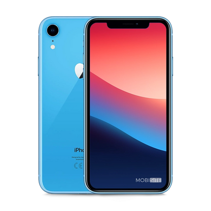 Refurbished iPhone XR Blauw, voorkant en achterkant