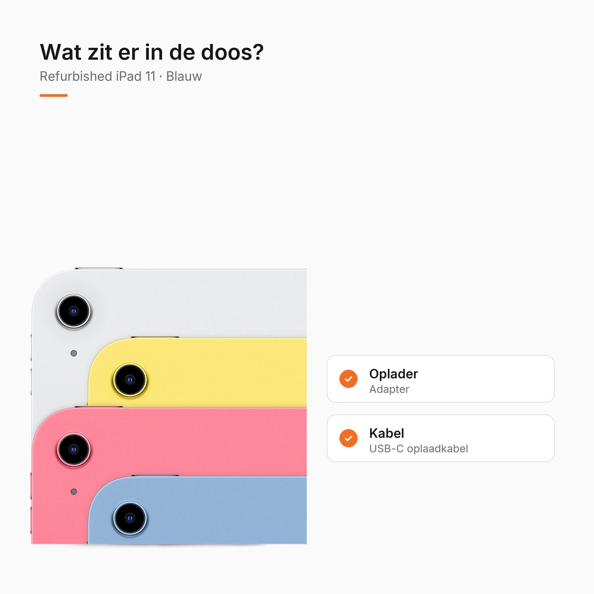 Refurbished iPad 11 Blauw, wat zit er in de doos