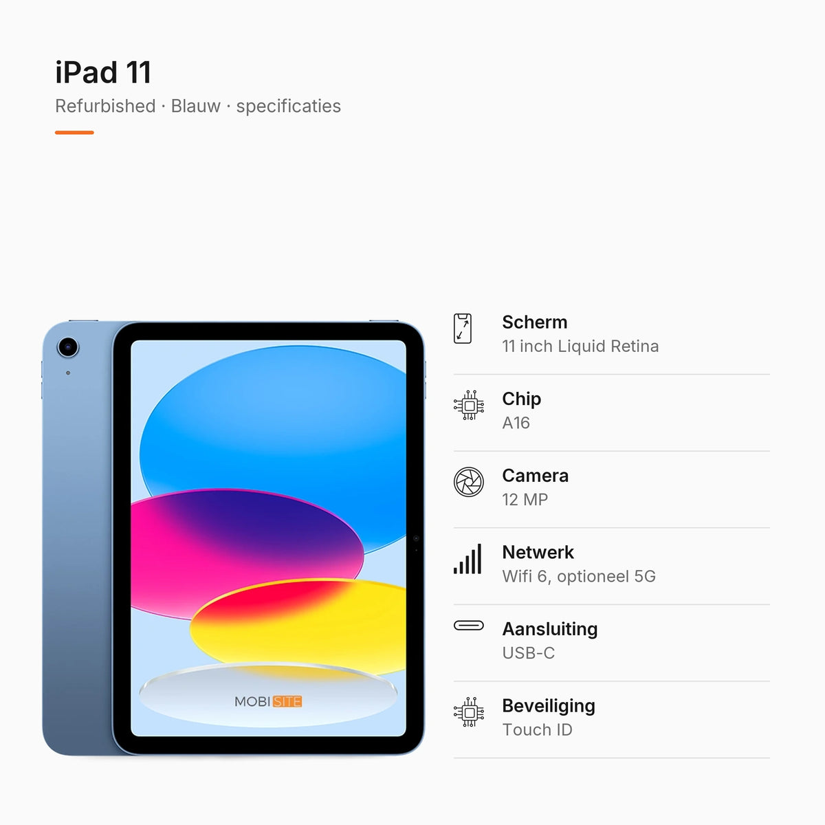 Refurbished iPad 11 Blauw, specificaties