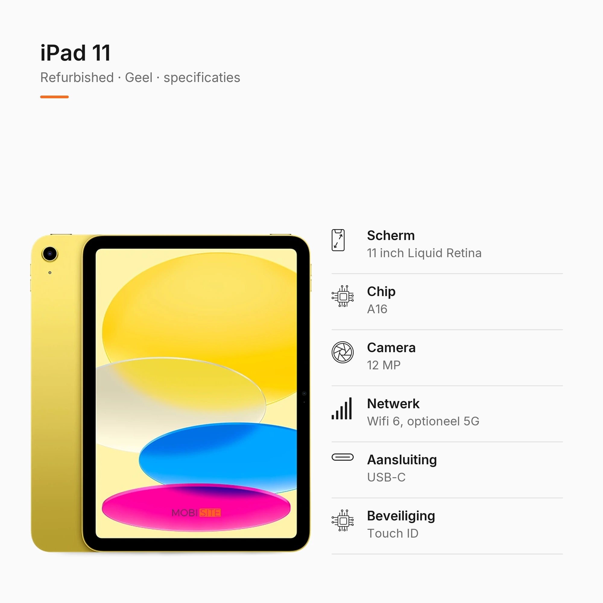 Refurbished iPad 11 Geel, specificaties