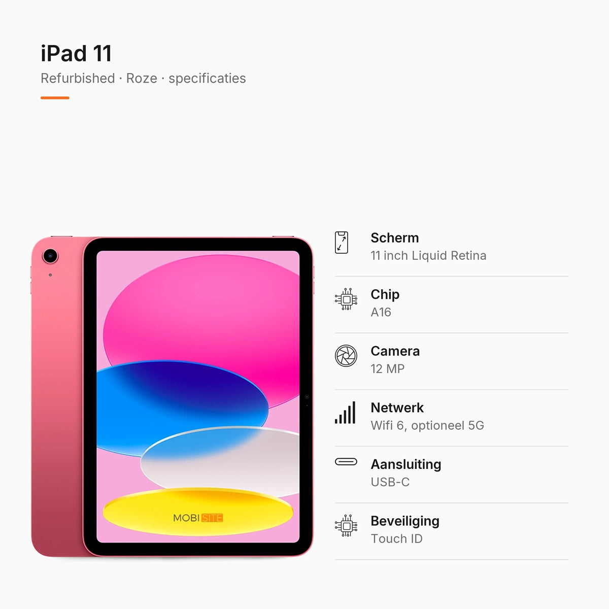 Refurbished iPad 11 Roze, specificaties