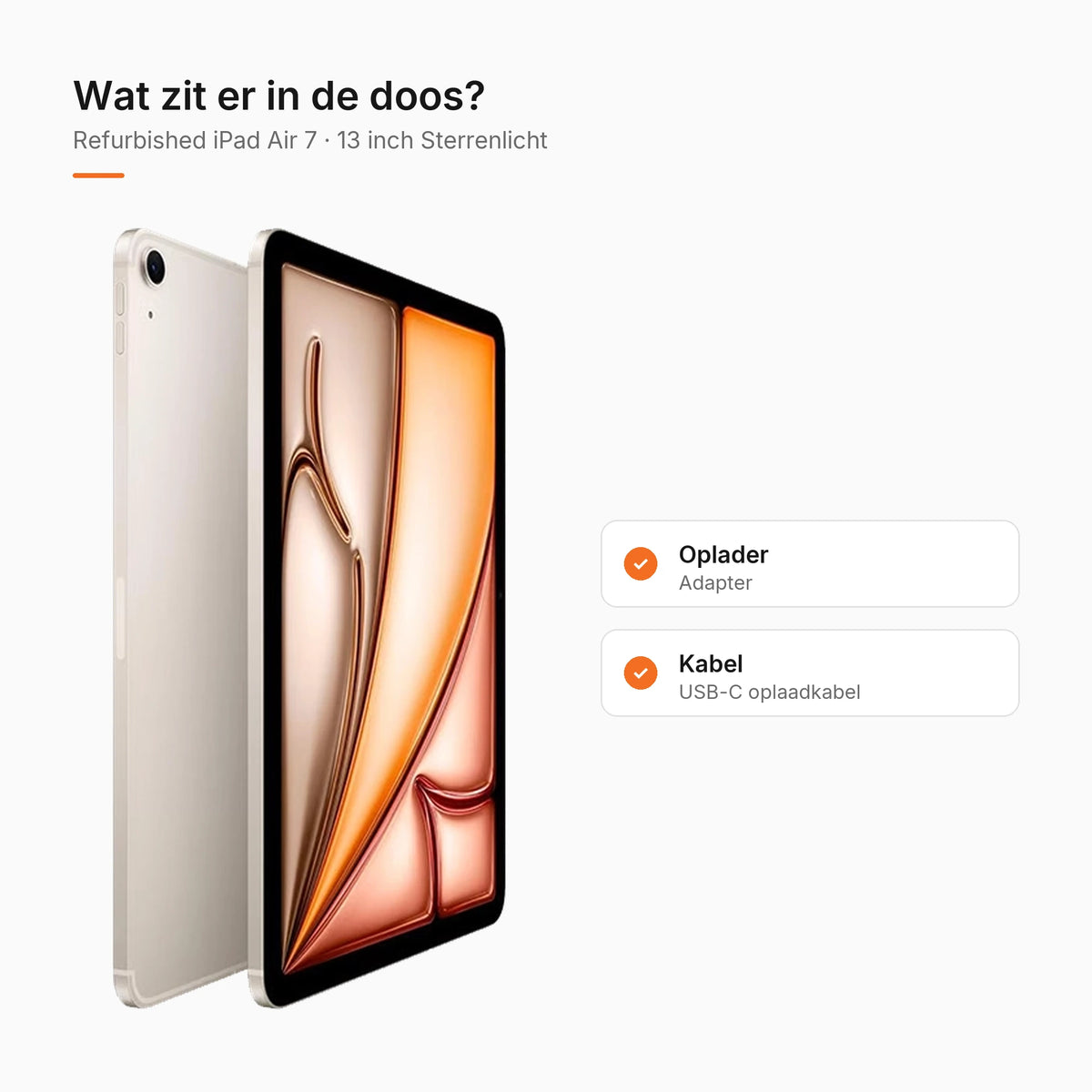 Refurbished iPad Air 7 13 inch Sterrenlicht, wat zit er in de doos