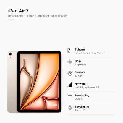 Refurbished iPad Air 7 13 inch Sterrenlicht, specificaties