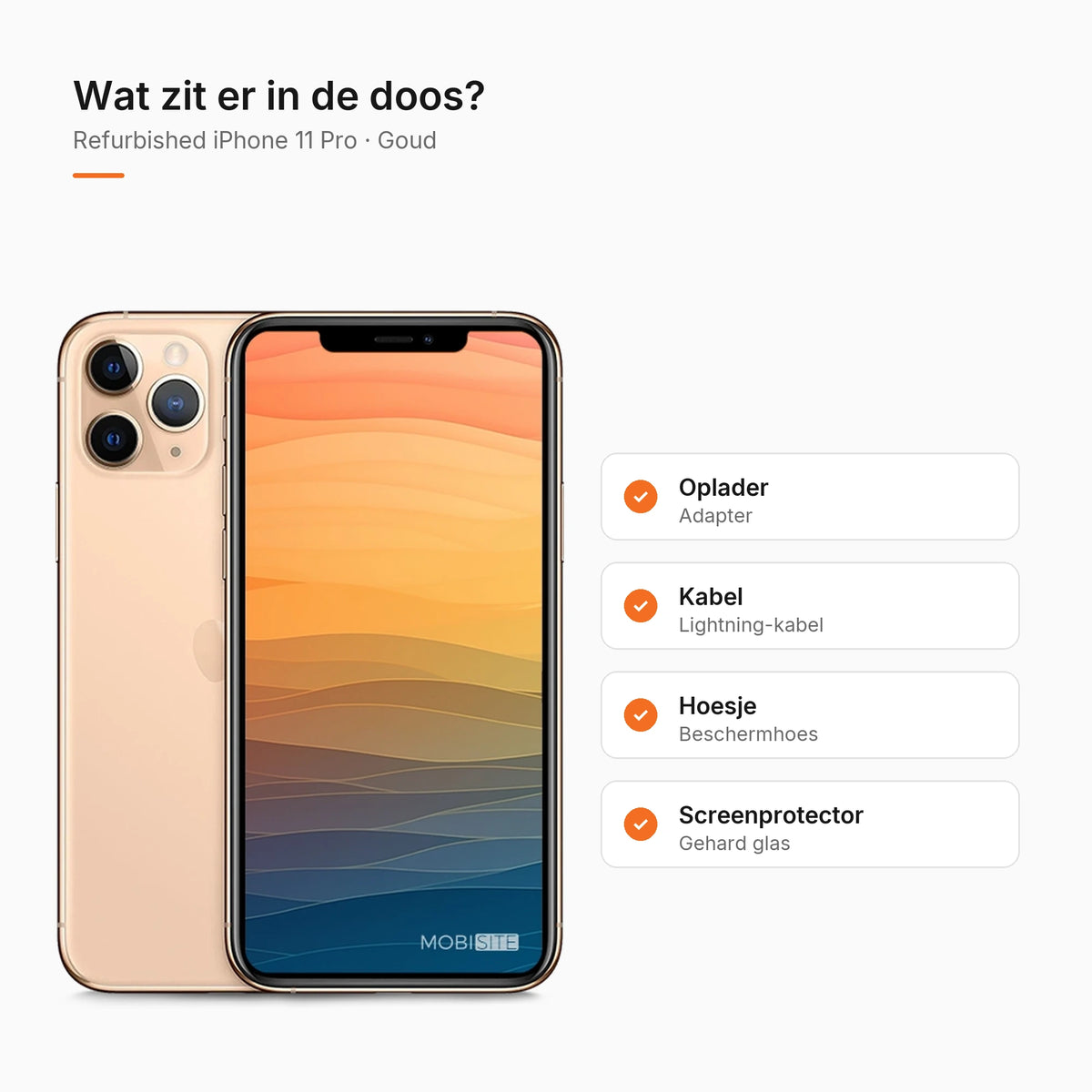 Refurbished iPhone 11 Pro Goud, wat zit er in de doos