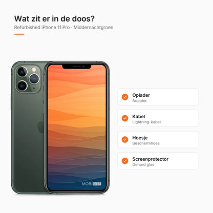 Refurbished iPhone 11 Pro Middernachtgroen, wat zit er in de doos