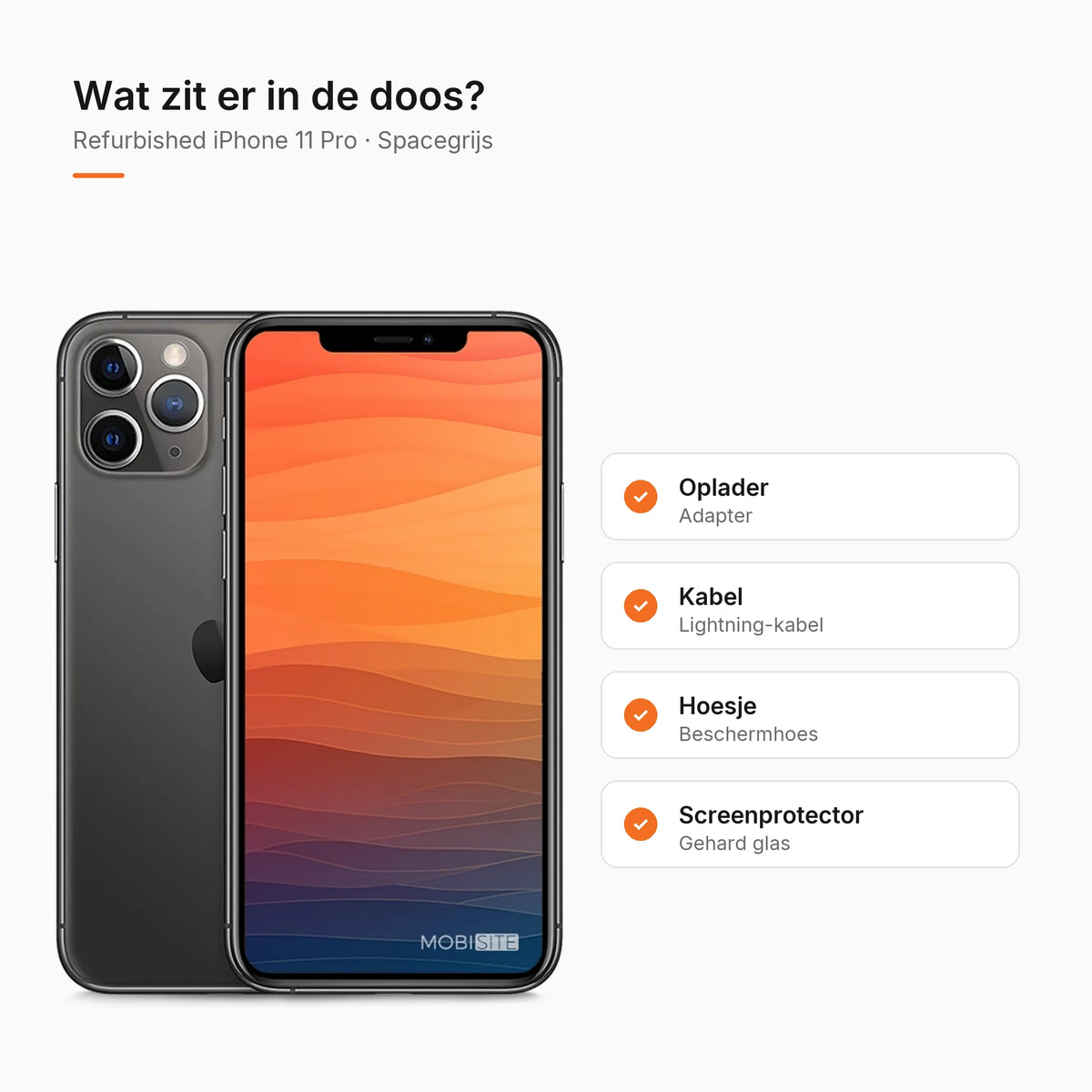 Refurbished iPhone 11 Pro Spacegrijs, wat zit er in de doos