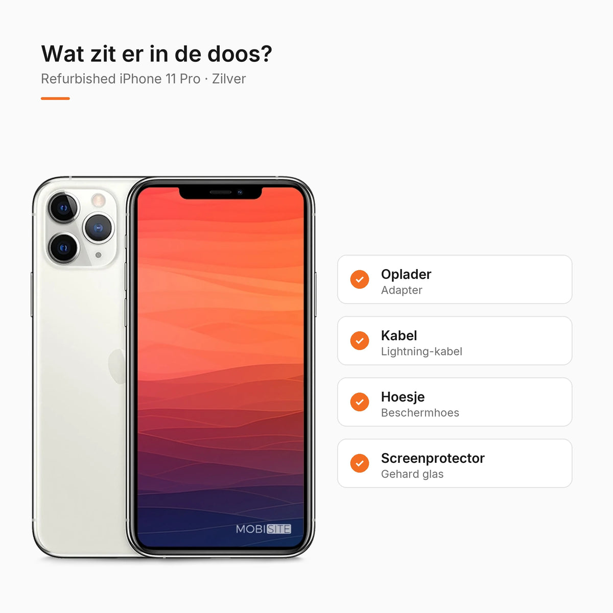 Refurbished iPhone 11 Pro Zilver, wat zit er in de doos