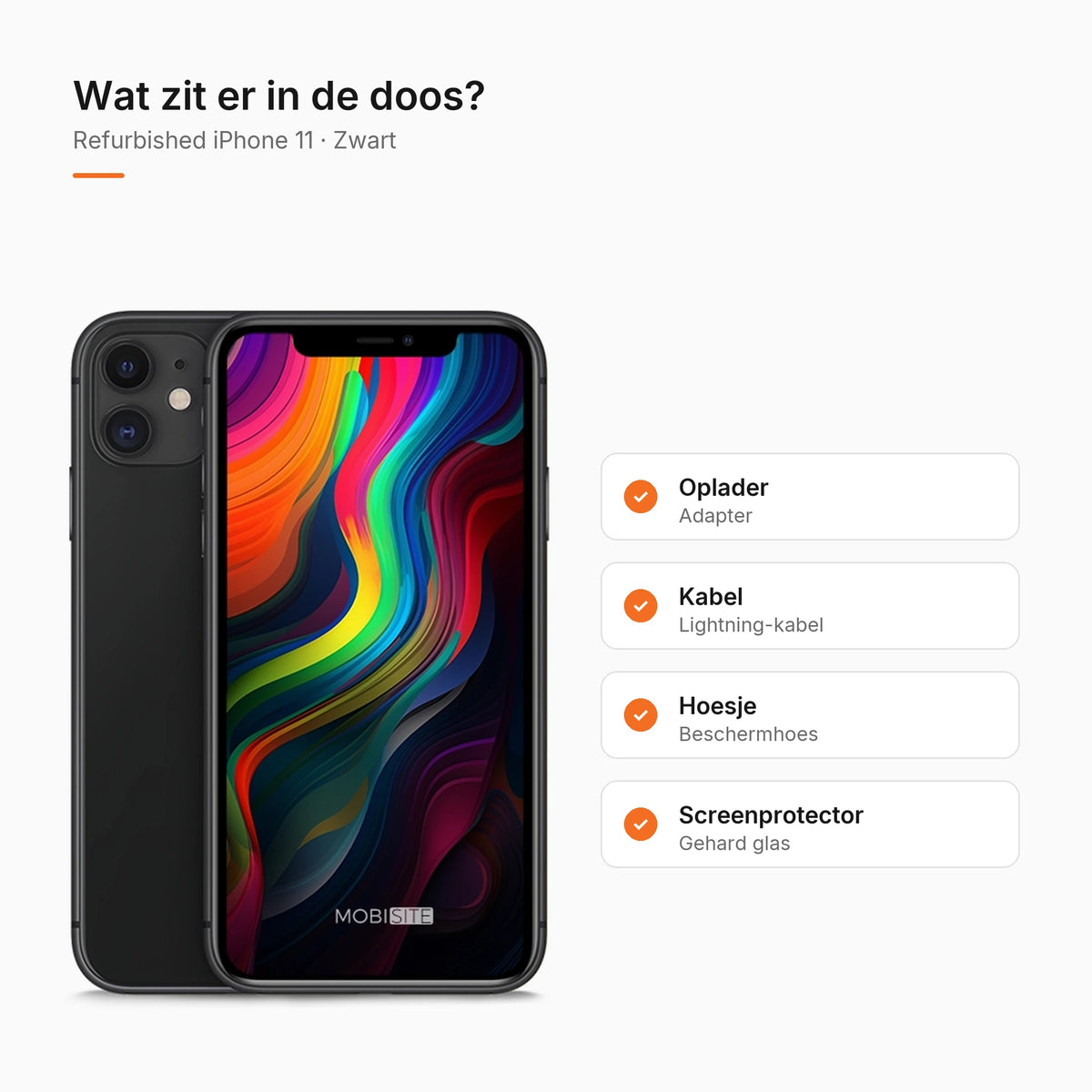Refurbished iPhone 11 Zwart, wat zit er in de doos