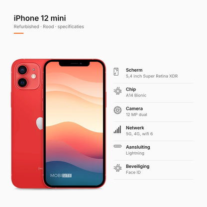 Refurbished iPhone 12 mini Rood, specificaties