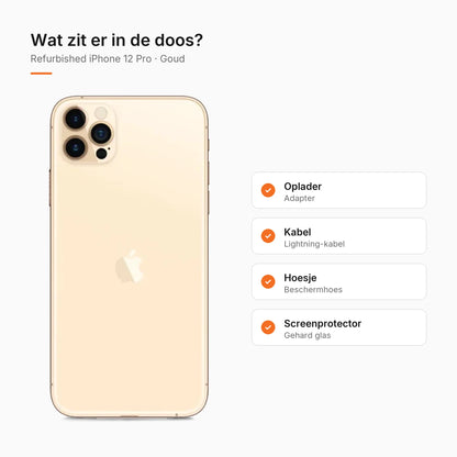 Refurbished iPhone 12 Pro Goud, wat zit er in de doos