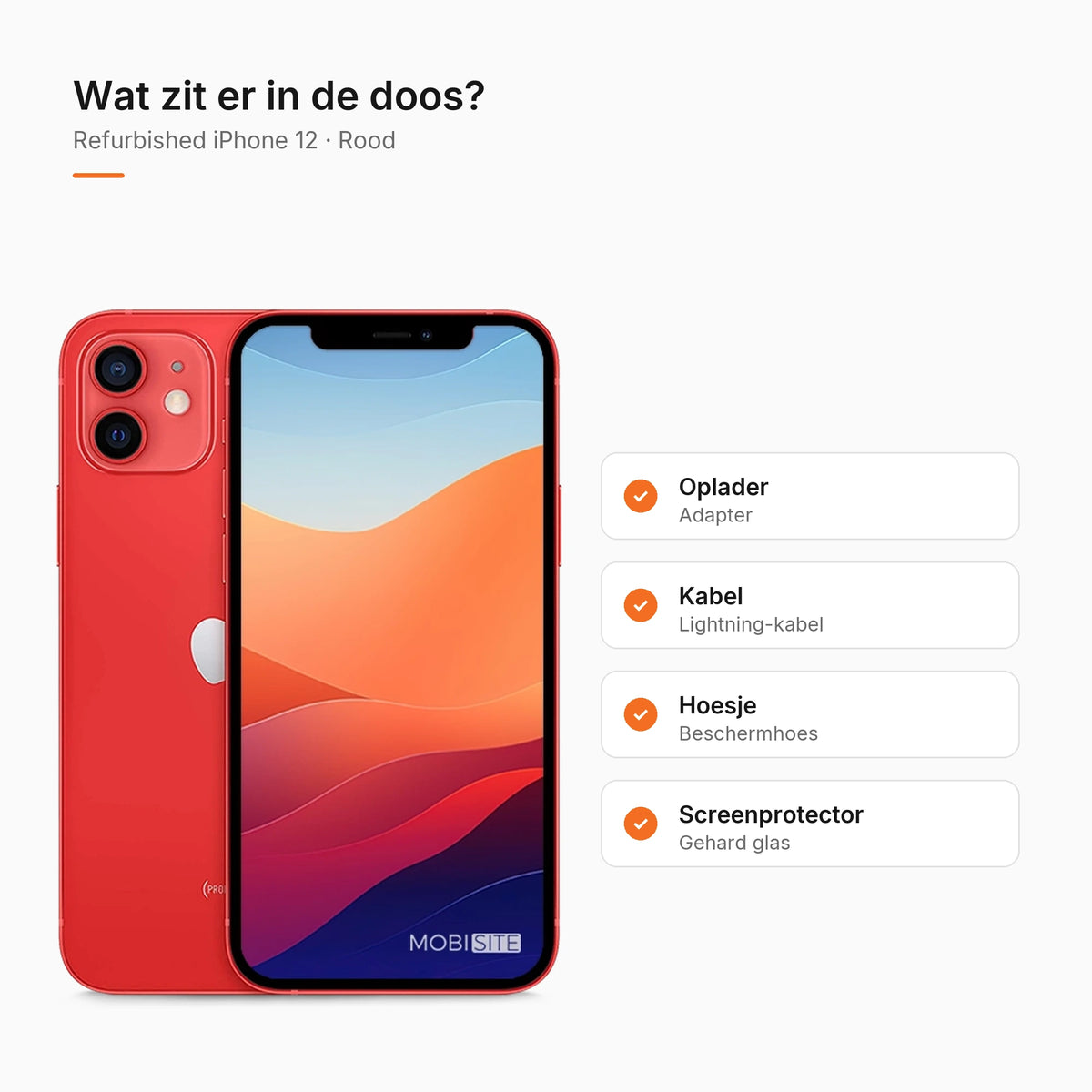 Refurbished iPhone 12 Rood, wat zit er in de doos