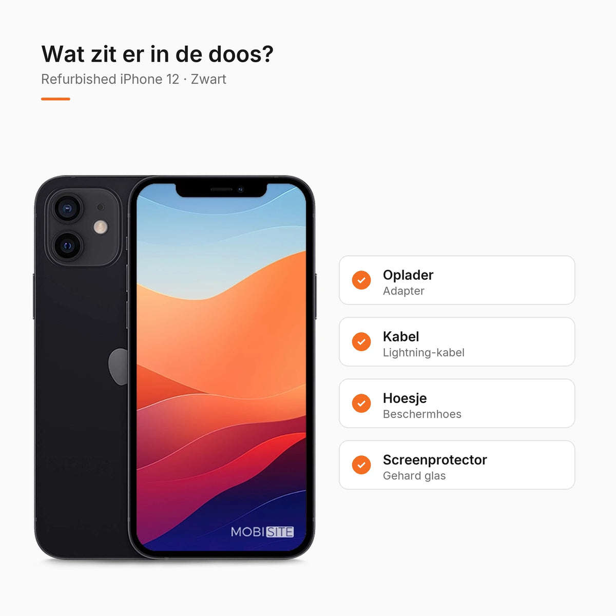 Refurbished iPhone 12 Zwart, wat zit er in de doos