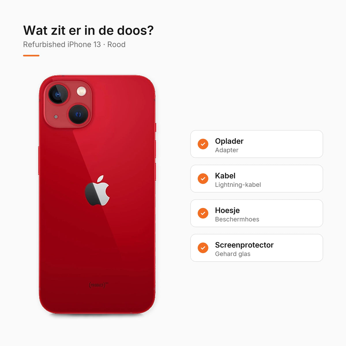 Refurbished iPhone 13 Rood, wat zit er in de doos