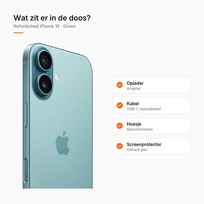 Refurbished iPhone 16 Groen, wat zit er in de doos