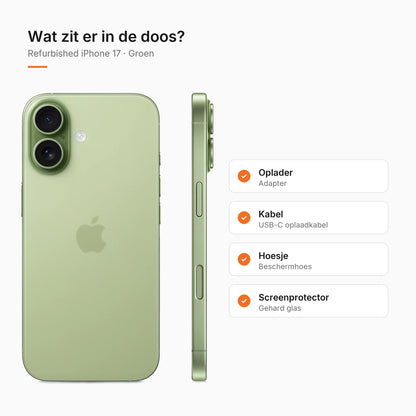 Refurbished iPhone 17 Groen, wat zit er in de doos