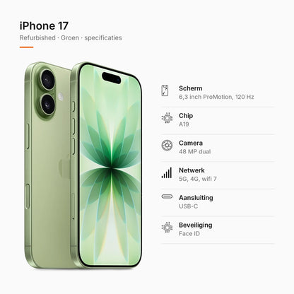 Refurbished iPhone 17 Groen, specificaties