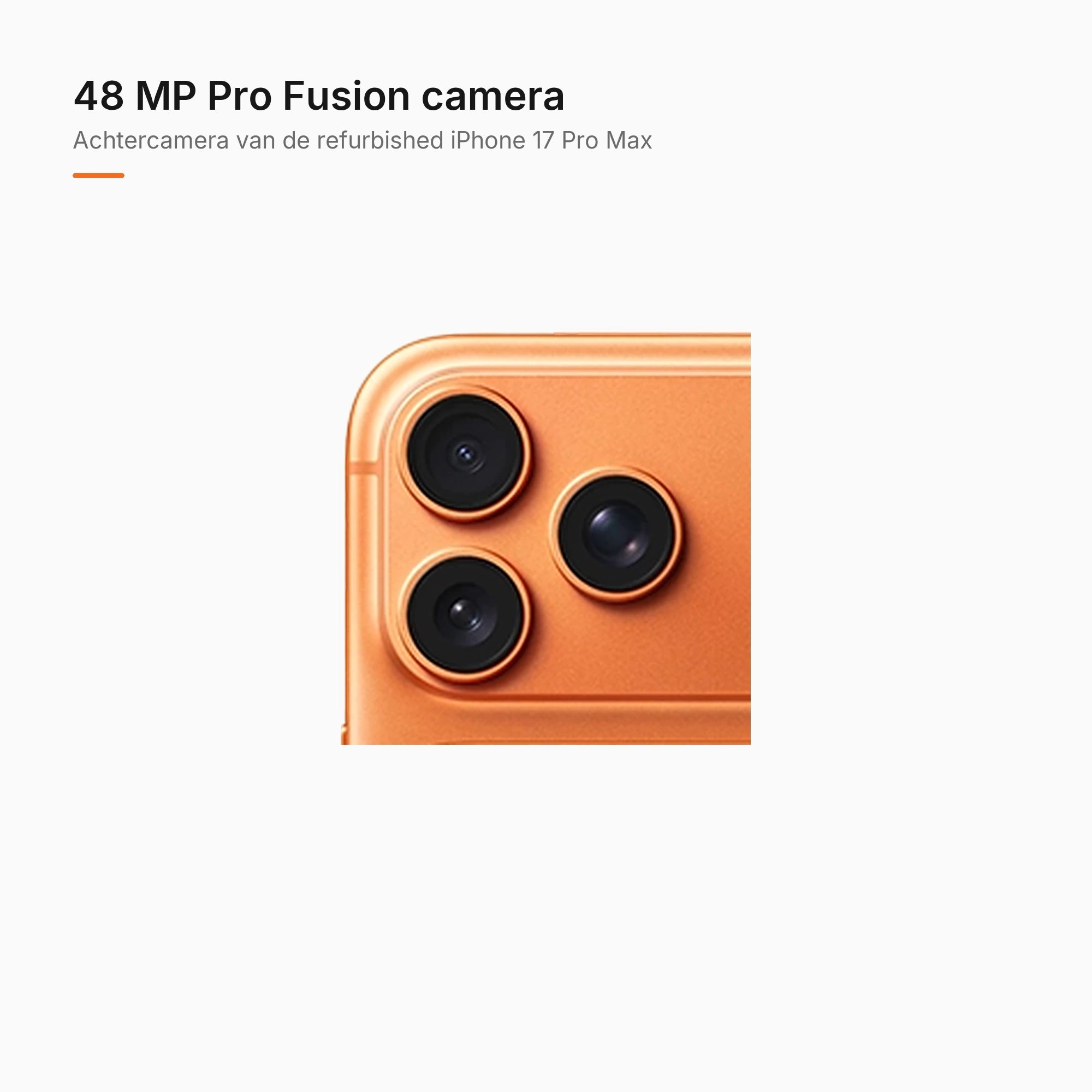 Refurbished iPhone 17 Pro Max Oranje, achtercamera