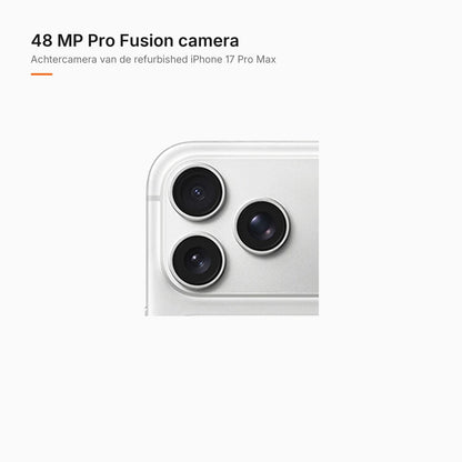 Refurbished iPhone 17 Pro Max Zilver, achtercamera