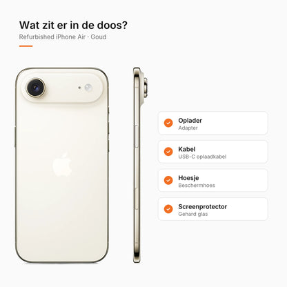 Refurbished iPhone Air Goud, wat zit er in de doos