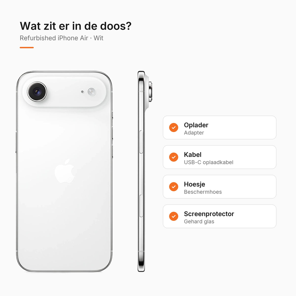 Refurbished iPhone Air Wit, wat zit er in de doos