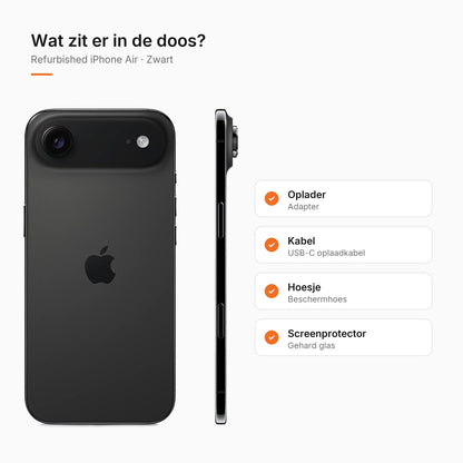 Refurbished iPhone Air Zwart, wat zit er in de doos