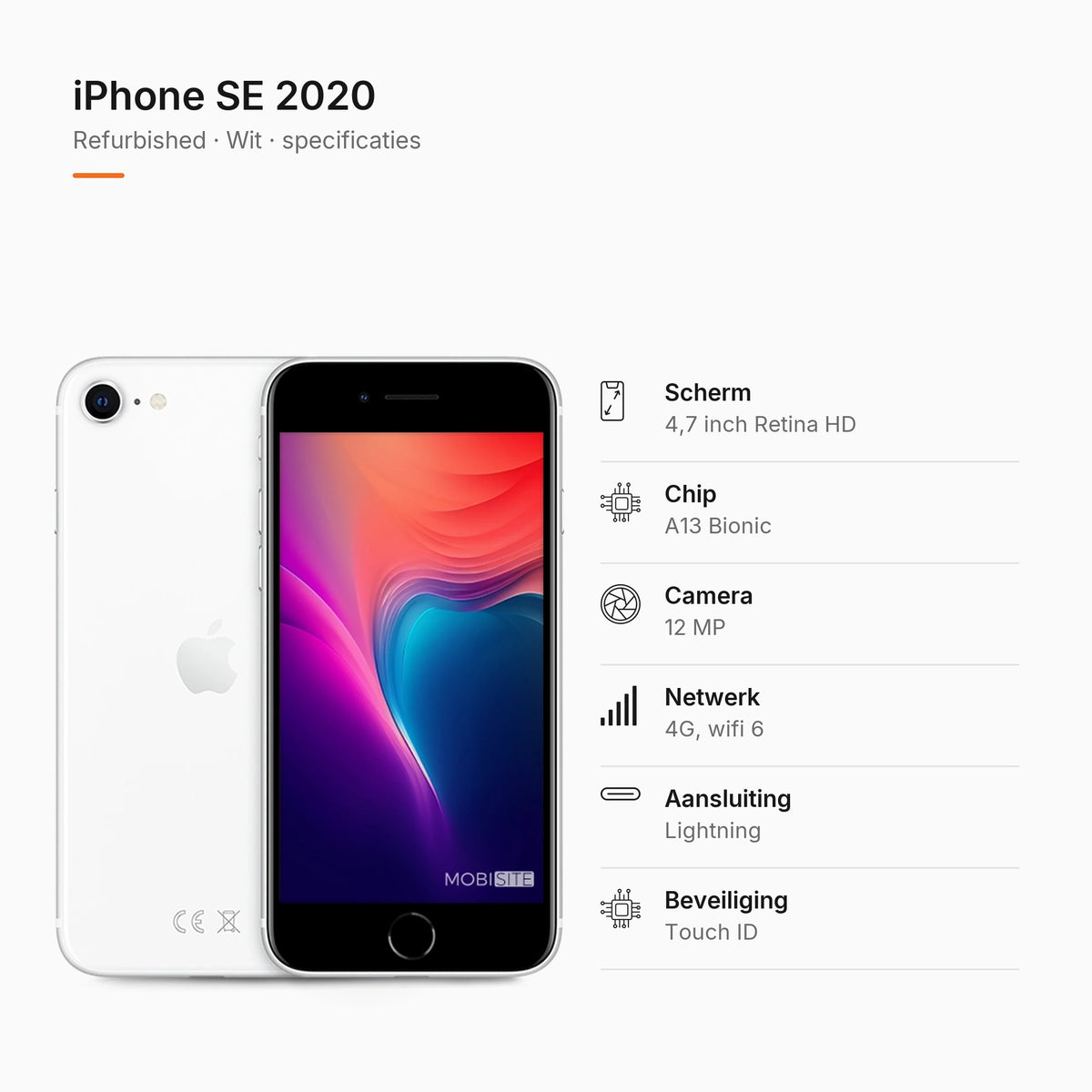 Refurbished iPhone SE 2020 Wit, specificaties