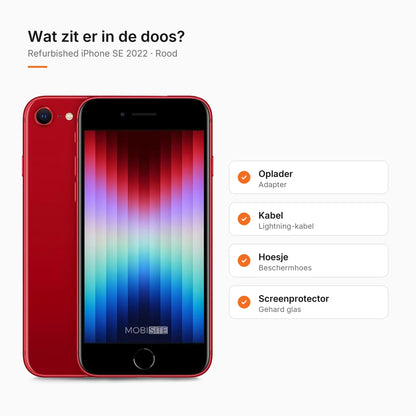 Refurbished iPhone SE 2022 Rood, wat zit er in de doos