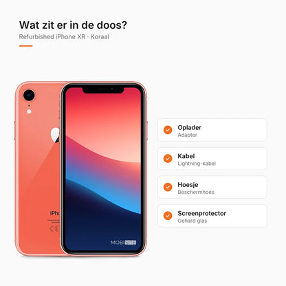 Refurbished iPhone XR Koraal, wat zit er in de doos