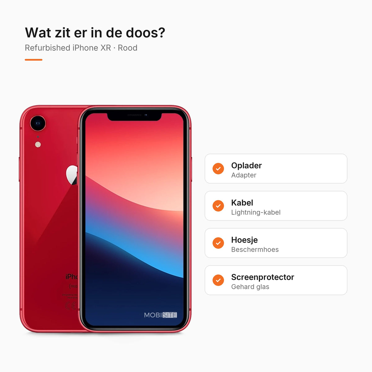 Refurbished iPhone XR Rood, wat zit er in de doos